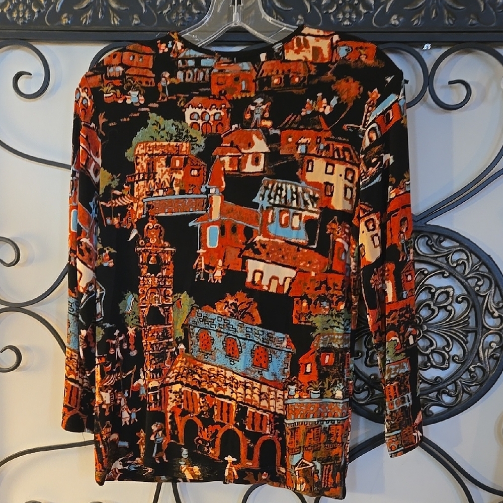 Retro Chico's Vibrant Multicolor V-Neck Top - Picture 3 of 3